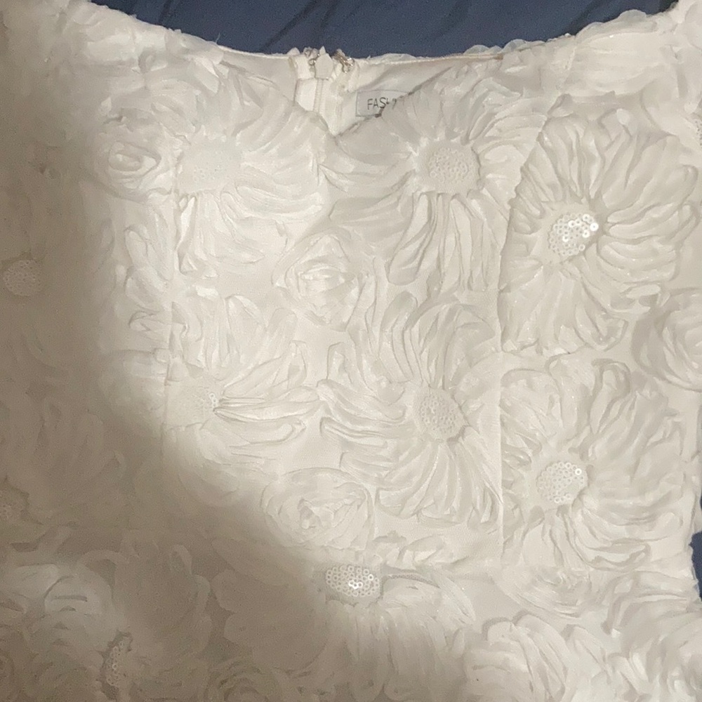 Fashion Nova Backyard mini wedding dress- ivory